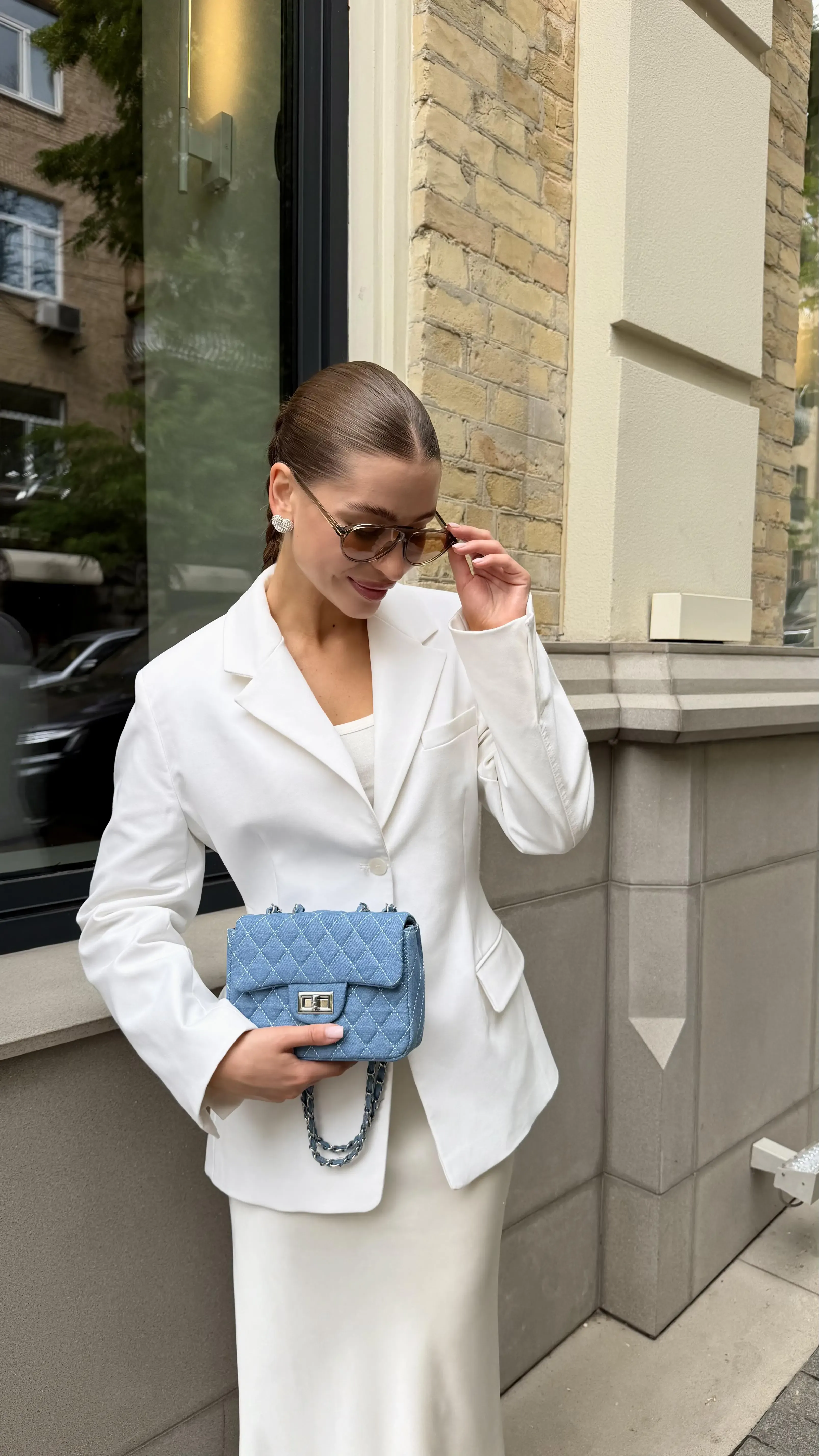 Flap denim mini